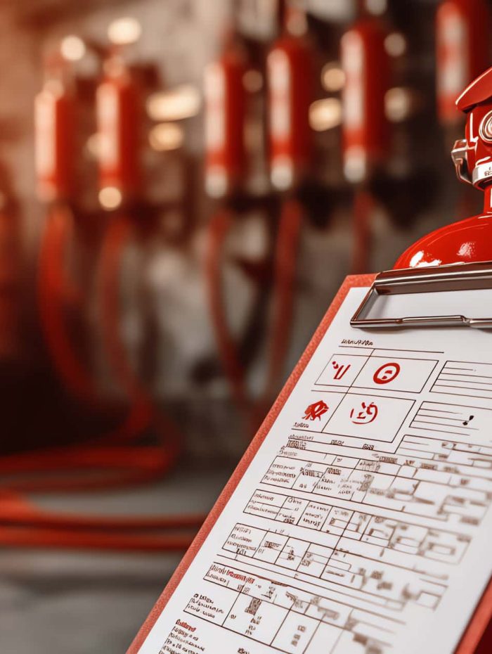 red-fire-extinguisher-with-inspection-checklist